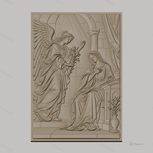 Fichier CNC & impression 3D Annonciation, ange et Vierge Marie, haute qualité relief STL