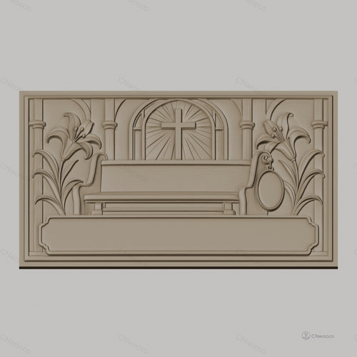 Fichier CNC & impression 3D relief religieux, croix, lys, cadre vide, haute qualité relief STL