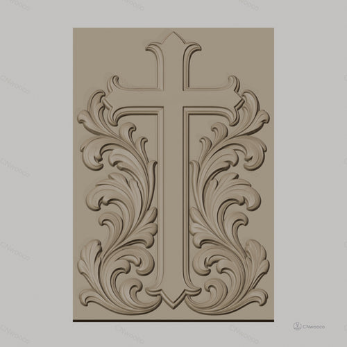 Fichier CNC & impression 3D Croix ornementale, motifs floraux baroques, haute qualité relief STL