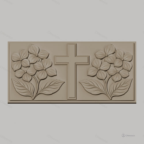 Fichier CNC & impression 3D Croix chrétienne et fleurs en relief, haute qualité relief STL