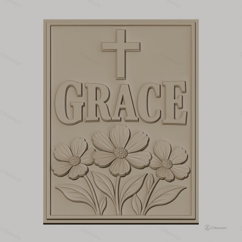 Fichier CNC & impression 3D grâce, croix, fleurs, haute qualité relief STL