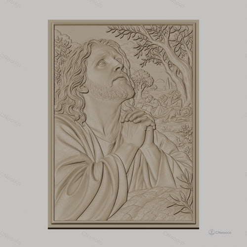 Fichier CNC & impression 3D Jésus en prière, scène du jardin de Gethsémani, haute qualité relief STL