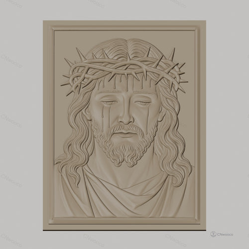 Fichier CNC & impression 3D Jésus Christ, couronne d'épines et gouttes de sang, haute qualité relief STL