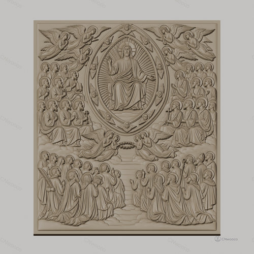 Fichier CNC & impression 3D christ en gloire, anges et apôtres, haute qualité relief STL