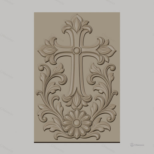 Fichier CNC & impression 3D Croix fleurie ornement décoratif haute qualité relief STL