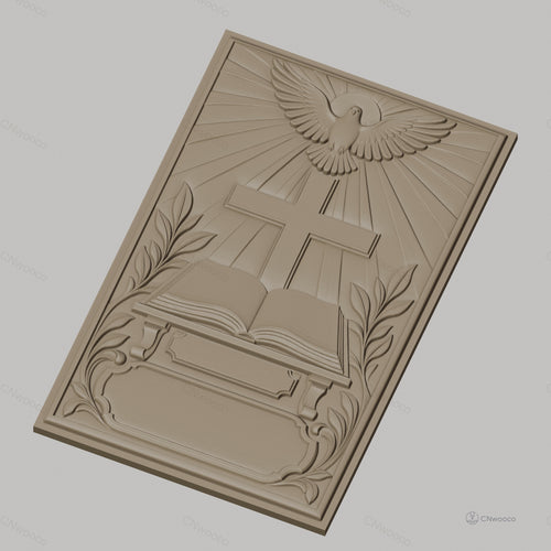 Fichier CNC & impression 3D religieux, Croix, colombe, Bible, haute qualité relief STL
