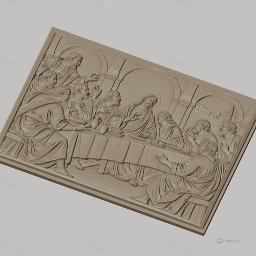Fichier CNC & impression 3D La Cène, Jésus et apôtres à table, haute qualité relief STL