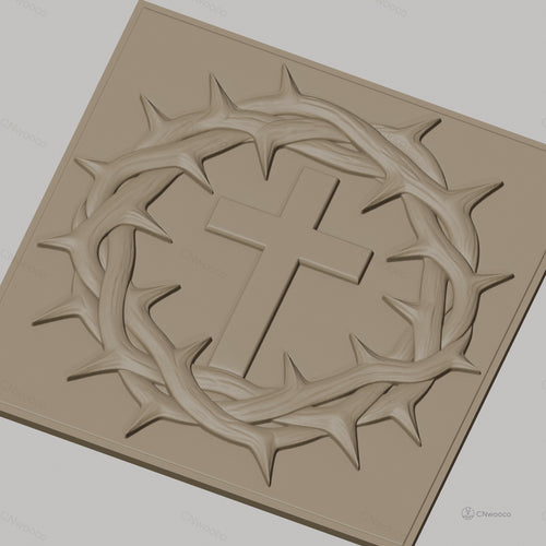 Fichier CNC & impression 3D Croix chrétienne et couronne d'épines, haute qualité relief STL