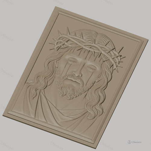 Fichier CNC & impression 3D Jésus Christ, couronne d'épines et gouttes de sang, haute qualité relief STL