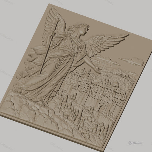 Fichier CNC & impression 3D ange gardien, cité ancienne détaillée, haute qualité relief STL