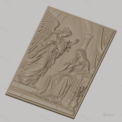 Fichier CNC & impression 3D Annonciation, ange et Vierge Marie, haute qualité relief STL