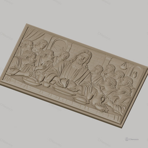 Fichier CNC & impression 3D Jésus à la Dernière Cène, apôtres et pain, haute qualité relief STL
