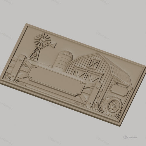 Fichier CNC & impression 3D ferme avec grange, moulin à vent et clôture, haute qualité relief STL