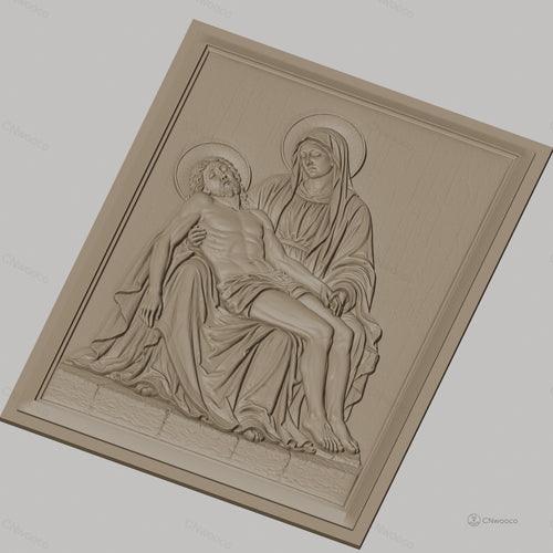 Fichier CNC & impression 3D Piéta, Vierge Marie tenant Jésus mort, haute qualité relief STL