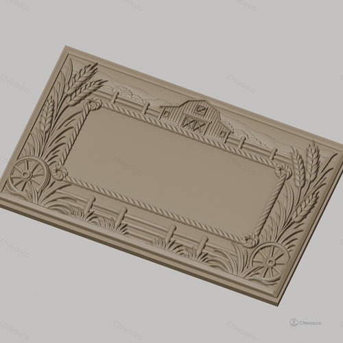 Fichier CNC & impression 3D paysage ferme, grange, épis de blé, roues et clôture, haute qualité relief STL