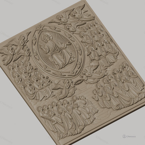 Fichier CNC & impression 3D christ en gloire, anges et apôtres, haute qualité relief STL