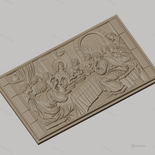 Fichier CNC & impression 3D Cène, Jésus et apôtres au repas, haute qualité relief STL