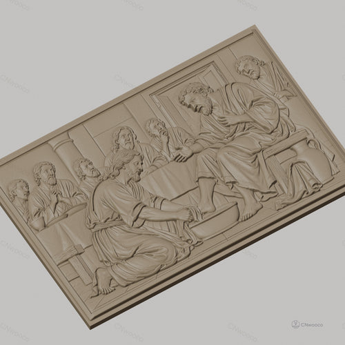 Fichier CNC & impression 3D lavement des pieds, Jésus Christ et apôtres, haute qualité relief STL