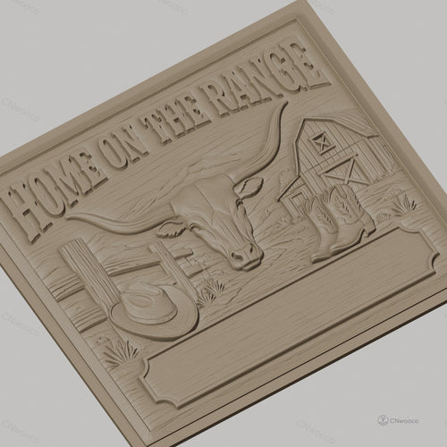 Fichier CNC & impression 3D thème western, tête de taureau, chapeau cowboy, bottes, grange, haute qualité relief STL