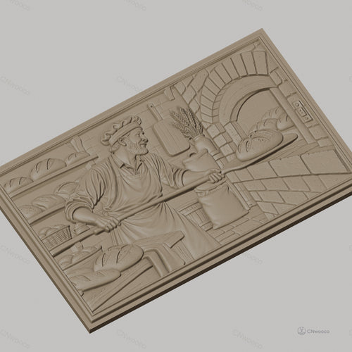 Fichier CNC & impression 3D boulanger, four à pain, pains, levure et farine, haute qualité relief STL