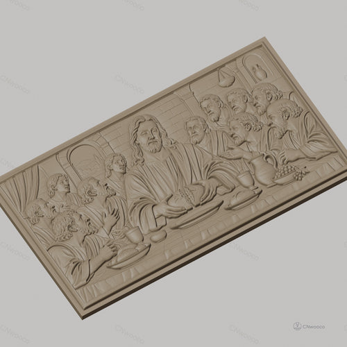 Fichier CNC & impression 3D Jésus à la Dernière Cène, apôtres et pain, haute qualité relief STL