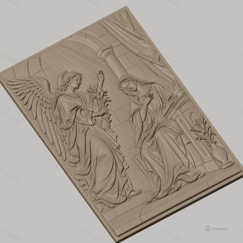 Fichier CNC & impression 3D Annonciation, ange et Vierge Marie, haute qualité relief STL