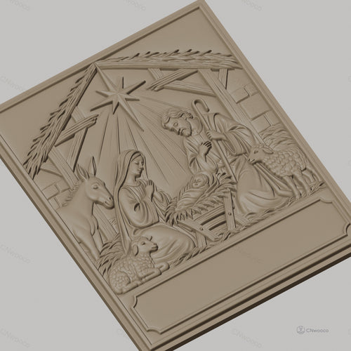 Fichier CNC & impression 3D crèche de Noël, Marie Joseph bébé Jésus animaux, haute qualité relief STL