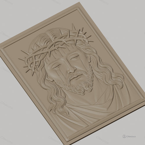 Fichier CNC & impression 3D Jésus Christ, couronne d'épines et gouttes de sang, haute qualité relief STL