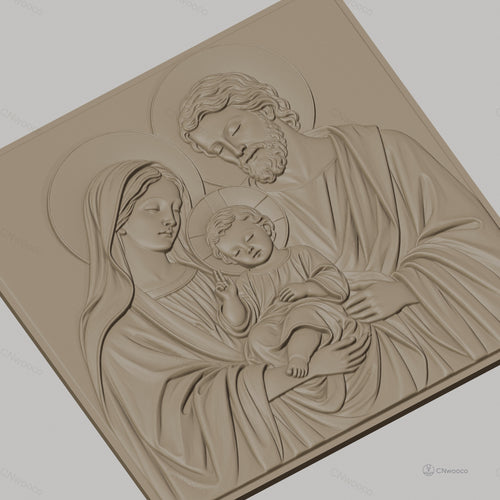 Fichier CNC & impression 3D Sainte Famille, Vierge Marie, Jésus enfant et Saint Joseph, haute qualité relief STL