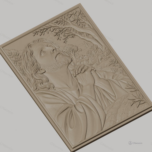 Fichier CNC & impression 3D Jésus en prière, scène du jardin de Gethsémani, haute qualité relief STL