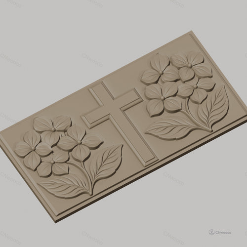 Fichier CNC & impression 3D Croix chrétienne et fleurs en relief, haute qualité relief STL