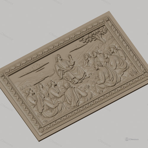 Fichier CNC & impression 3D Jésus enseignant ses disciples, scène biblique panoramique, haute qualité relief STL