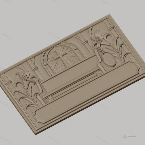 Fichier CNC & impression 3D relief religieux, croix, lys, cadre vide, haute qualité relief STL