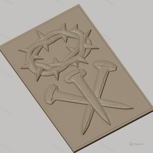 Fichier CNC & impression 3D Croix chrétienne, couronne d'épines et clous relief, haute qualité relief STL