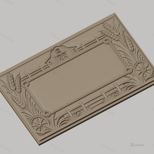 Fichier CNC & impression 3D paysage ferme, grange, épis de blé, roues et clôture, haute qualité relief STL
