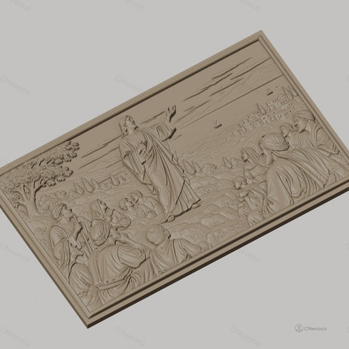 Fichier CNC & impression 3D Jésus prêchant aux disciples, scène religieuse, haute qualité relief STL
