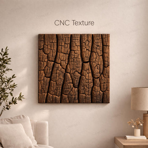 Fichier CNC panneau texture bois brûlé, bas-relief carbonisé rustique, décoration murale, panneau porte meuble, modèle gravure 3D STL