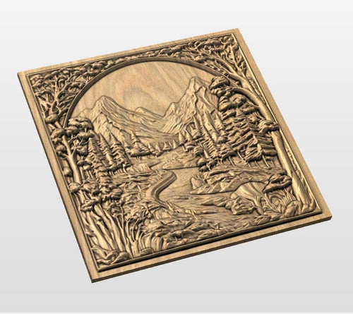Fichier CNC paysage bas-relief 3D – STL pour routeur CNC, VCarve/Aspire – décoration murale numérique