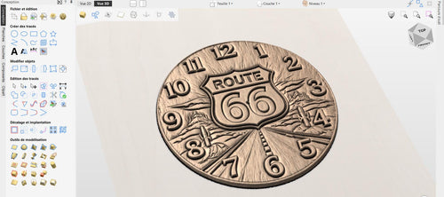 Fichier CNC horloge Route 66 désert vintage – bas-relief pour sculpture bois, décoration murale garage STL