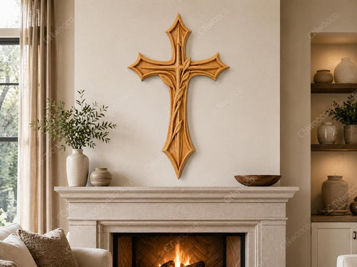 Fichier CNC & impression 3D – croix chrétienne en bas-relief 3D, modèle STL pour sculpture bois et décoration murale
