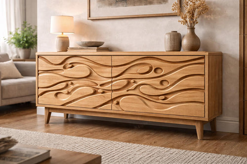Fichier CNC panneau texture bois vague moderne – bas-relief pour sculpture bois, design façade meuble et décoration murale STL