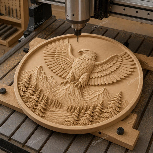 CNC & impression 3D relief aigle majestueux sur montagne, décor nature sauvage, fichier STL très haute qualité
