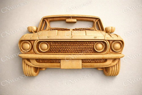 Fichier CNC voiture muscle car – bas-relief automobile pour sculpture bois, décoration murale STL