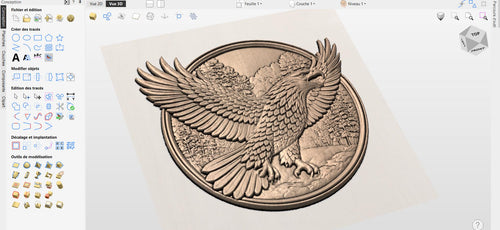 Fichier CNC aigle bas-relief 3D, décoration murale wildlife, sculpture bois, modèle gravure router STL