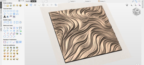 Fichier CNC panneau texture bois flux abstrait – bas-relief pour sculpture bois, design porte de meuble et décoration murale STL