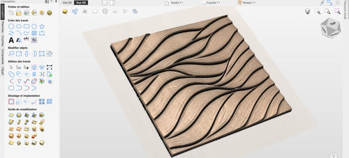 Fichier CNC panneau texture bois vague, bas-relief ondulé décoratif, décoration murale, surface texturée, modèle gravure 3D STL