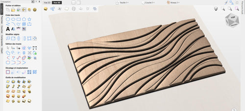 Fichier CNC panneau texture bois motif vague – bas-relief pour sculpture bois, design surface murale et décoration moderne STL