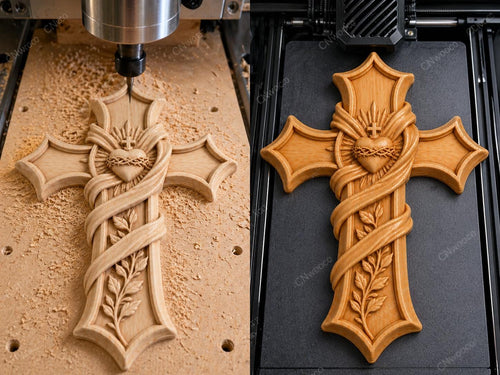Fichier CNC & impression 3D – croix chrétienne en bas-relief 3D, modèle STL pour sculpture bois et décoration murale