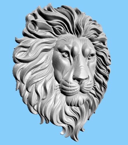 Fichier CNC & impression 3D tête de lion – bas-relief puissant pour sculpture bois, décoration murale STL