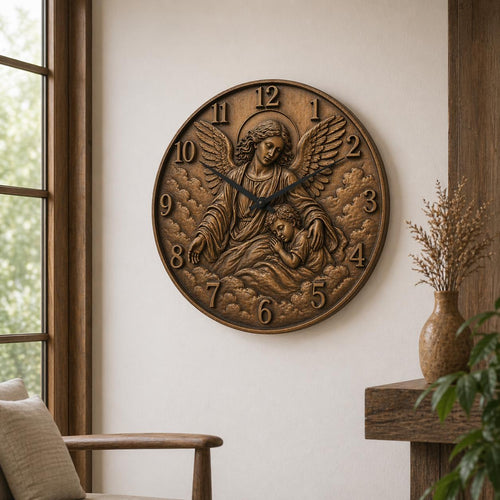 Fichier CNC horloge chrétienne – bas-relief religieux pour sculpture bois, décoration murale STL